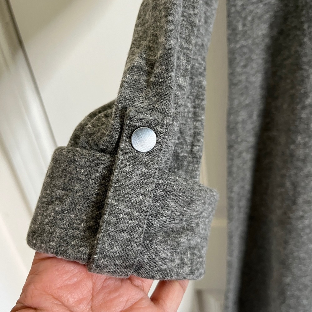 Z Supply Double Knit Symphony Dress Women S Grey NEW Roll Tab Sleeve Loungewear - Picture 7 of 9